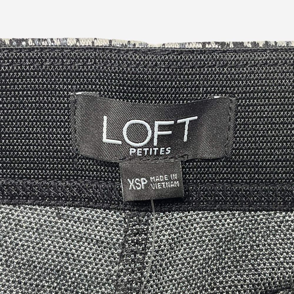LOFT Ankle Pants XSP Wide Leg Shimmer Plaid Black Gray Pull-On Elastic Waist NEW - Picture 9 of 11